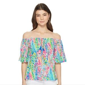 Lilly Pulitzer Catch the Wave Off the Shoulder Sain Top